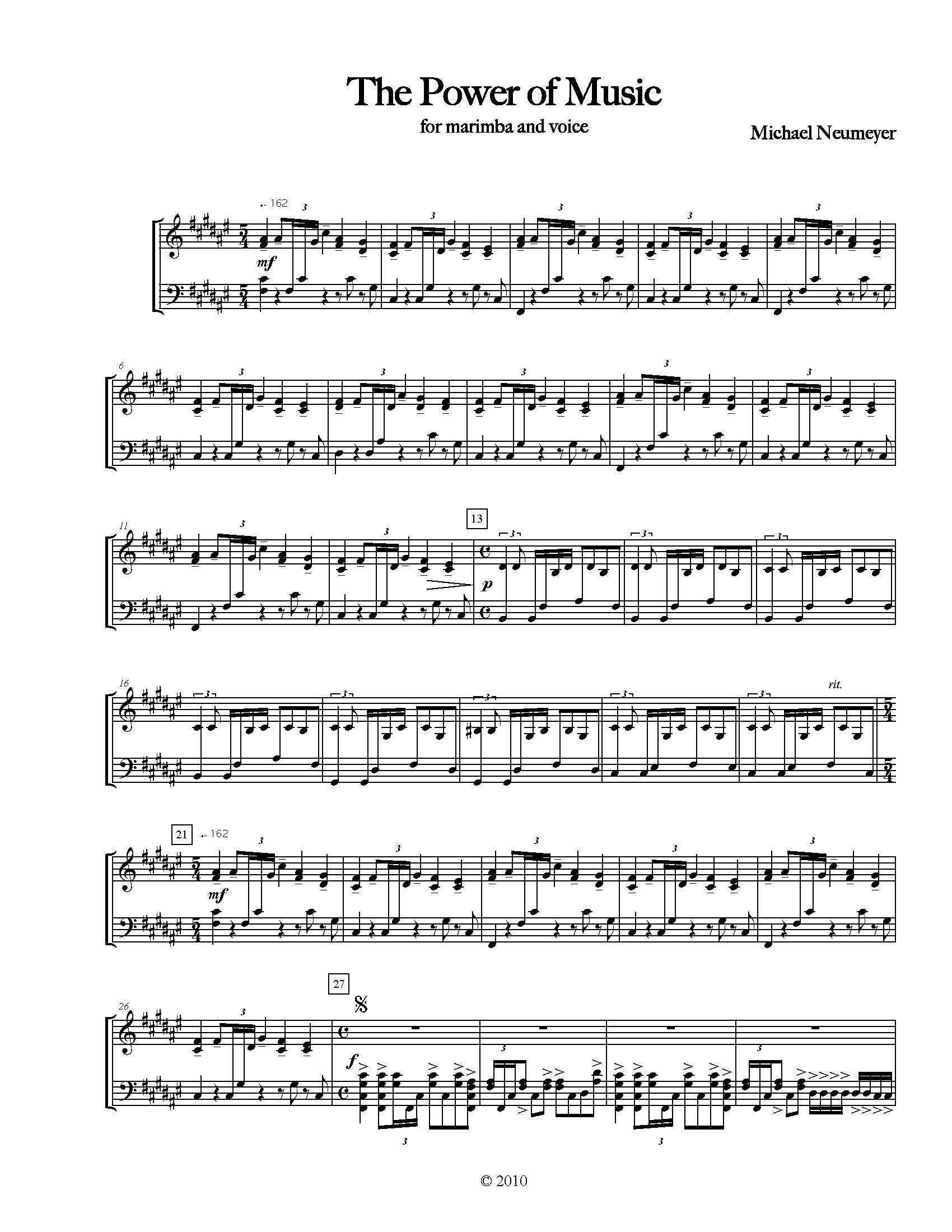 The Power of Music - for marimba and voice